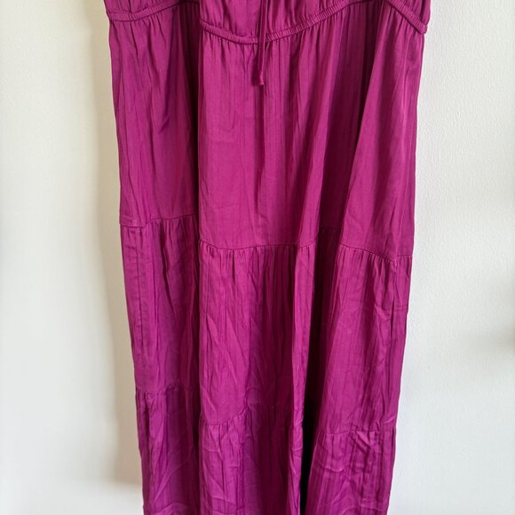 Anthropologie En Saison Flutter Puff Sleeve Maxi Dress Raspberry NWT Size XL - Picture 7 of 11